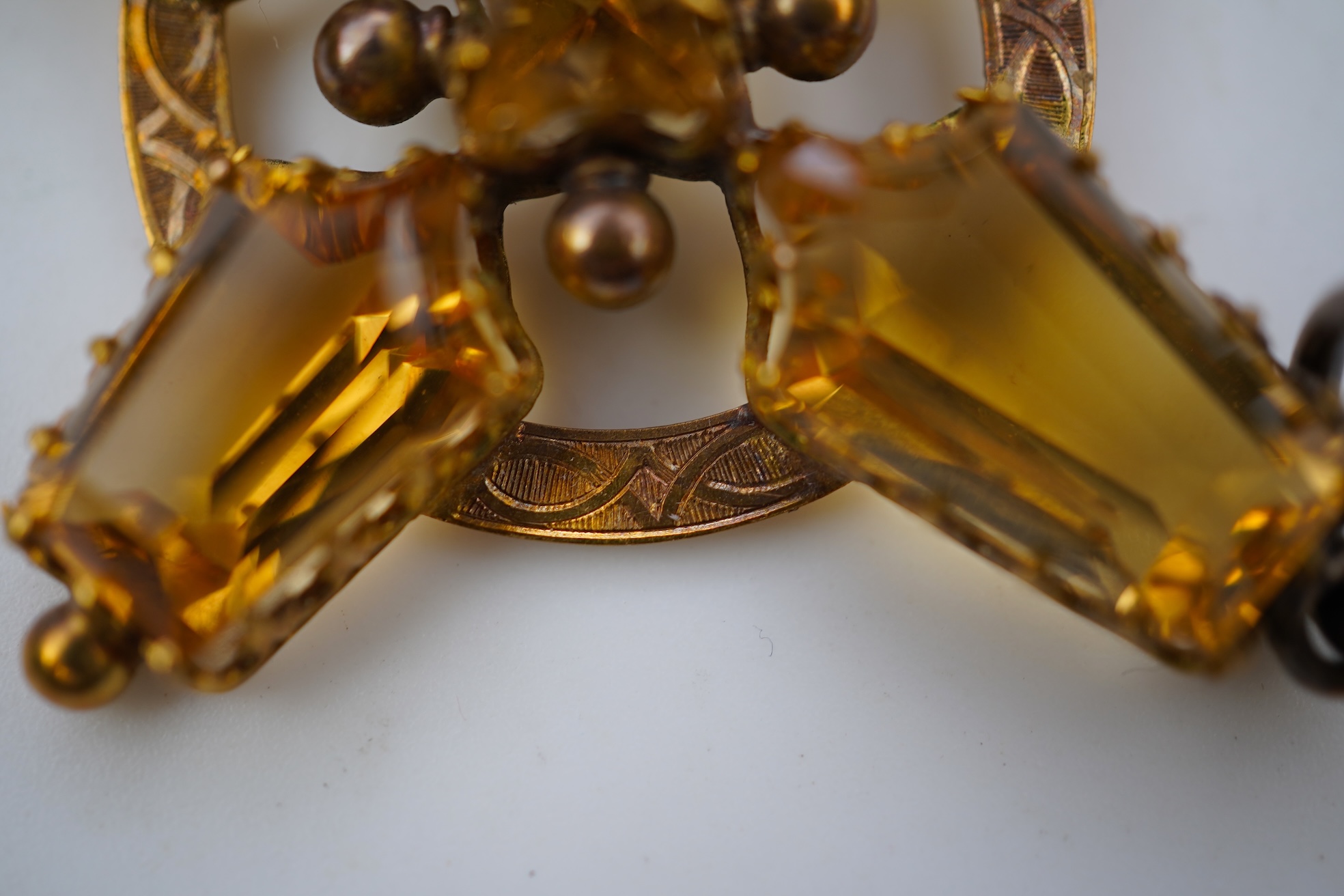 A Victorian gold and citrine pendant, late 19th century